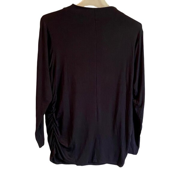Skinnygirl Marisol Black Long Sleeve Stretch Jersey Knit Shirred Top Size 1X NEW - Picture 7 of 11